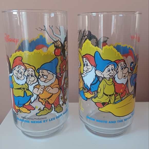 Vintage Collectible Snow White Glass McDonalds Disney Coca-Cola Set Of 2 - Picture 3 of 9